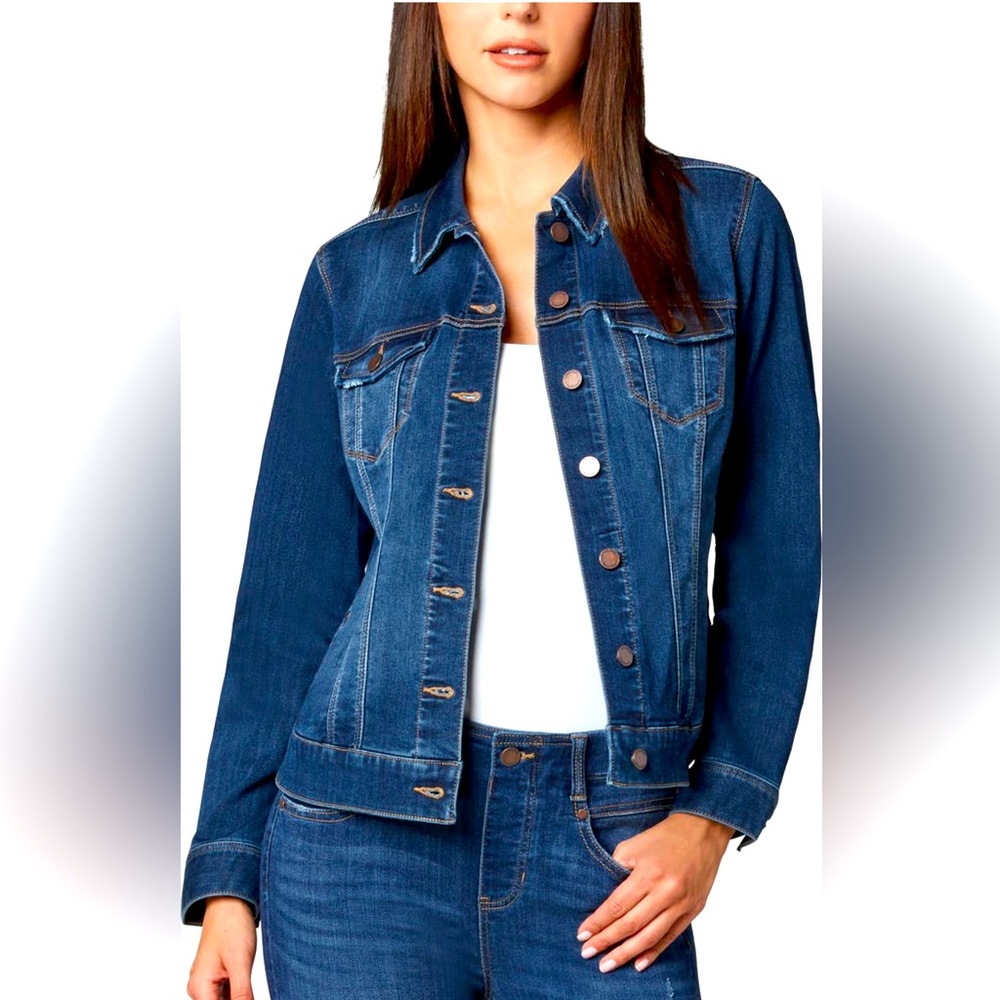 NWT Liverpool Los Angeles Lauren Shaped Curved Hem Jean Jacket Women’s size XS
